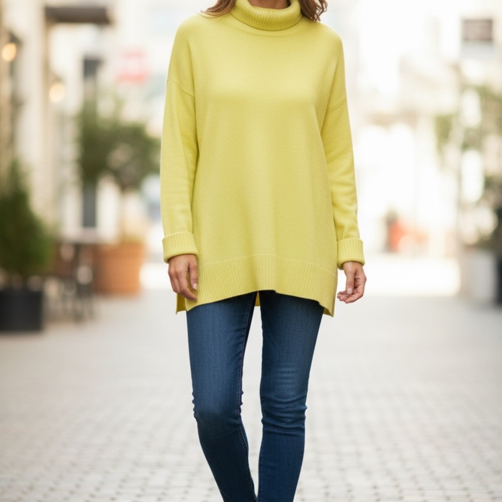 Athleta Transit Pullover Bright Yellow Sweater Tu… - image 1